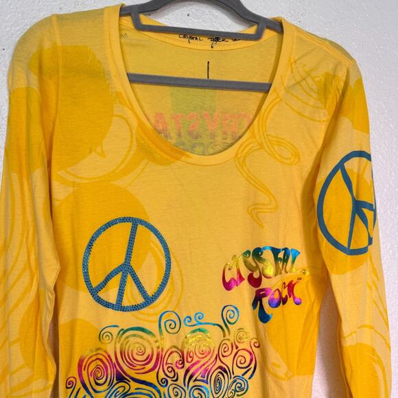 Christian Audigier Crystal Rock Y2K Shirt Women Large Hippie Free Spirit Top NEW - Picture 6 of 14